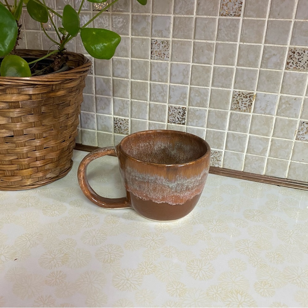 Vintage pottery mug dragonfly stamp signature handmade studio pottery